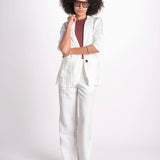 blazer due bottoni in lino LIVI STRUCURELINEN IVORY true avenue 