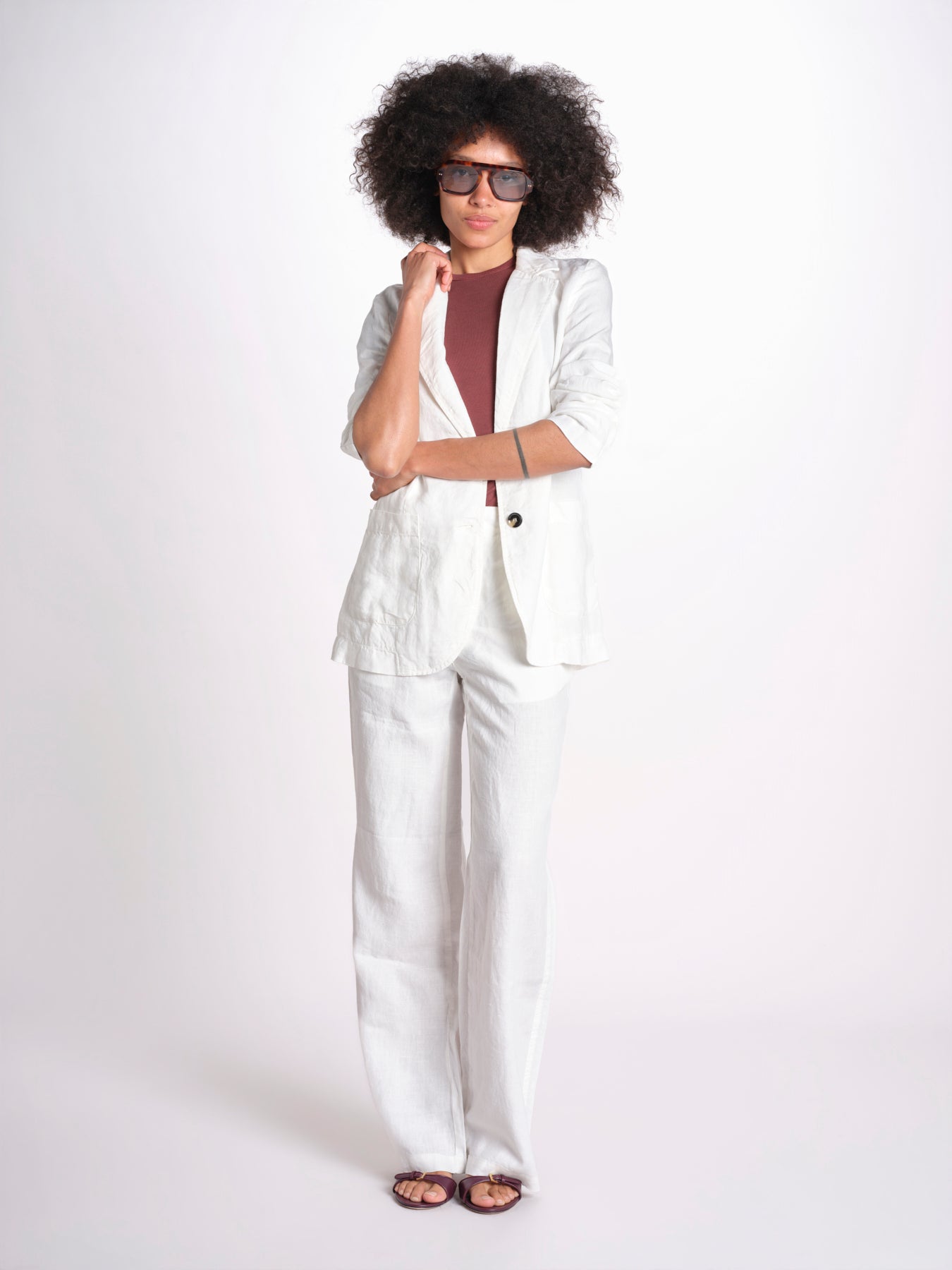 blazer due bottoni in lino LIVI STRUCURELINEN IVORY true avenue 