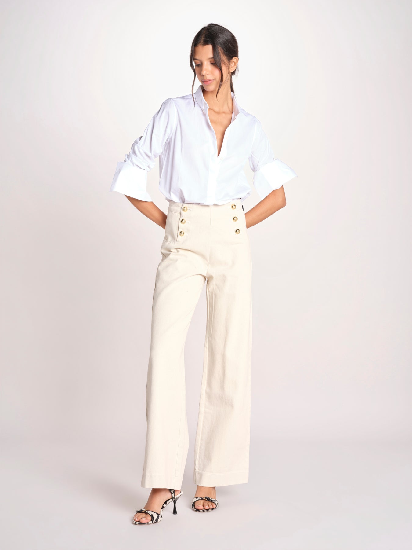 pantalone marinaio con bottoni oro MARINE COMFRTIBULL NATURAL true avenue 