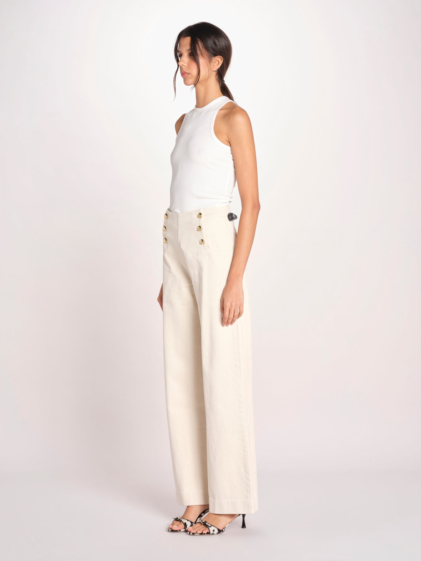 pantalone marinaio con bottoni oro MARINE COMFRTIBULL NATURAL true avenue 