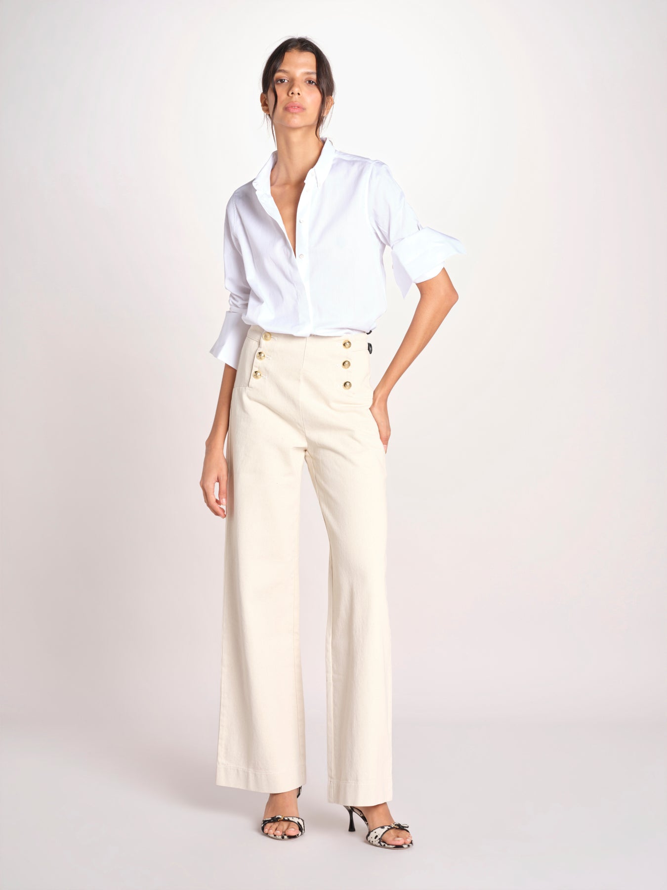 pantalone marinaio con bottoni oro MARINE COMFRTIBULL NATURAL true avenue 