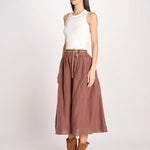 gonna in lino con coulisse MARTINA SOFTLINEN BROWN true avenue 