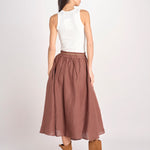 gonna in lino con coulisse MARTINA SOFTLINEN BROWN true avenue 