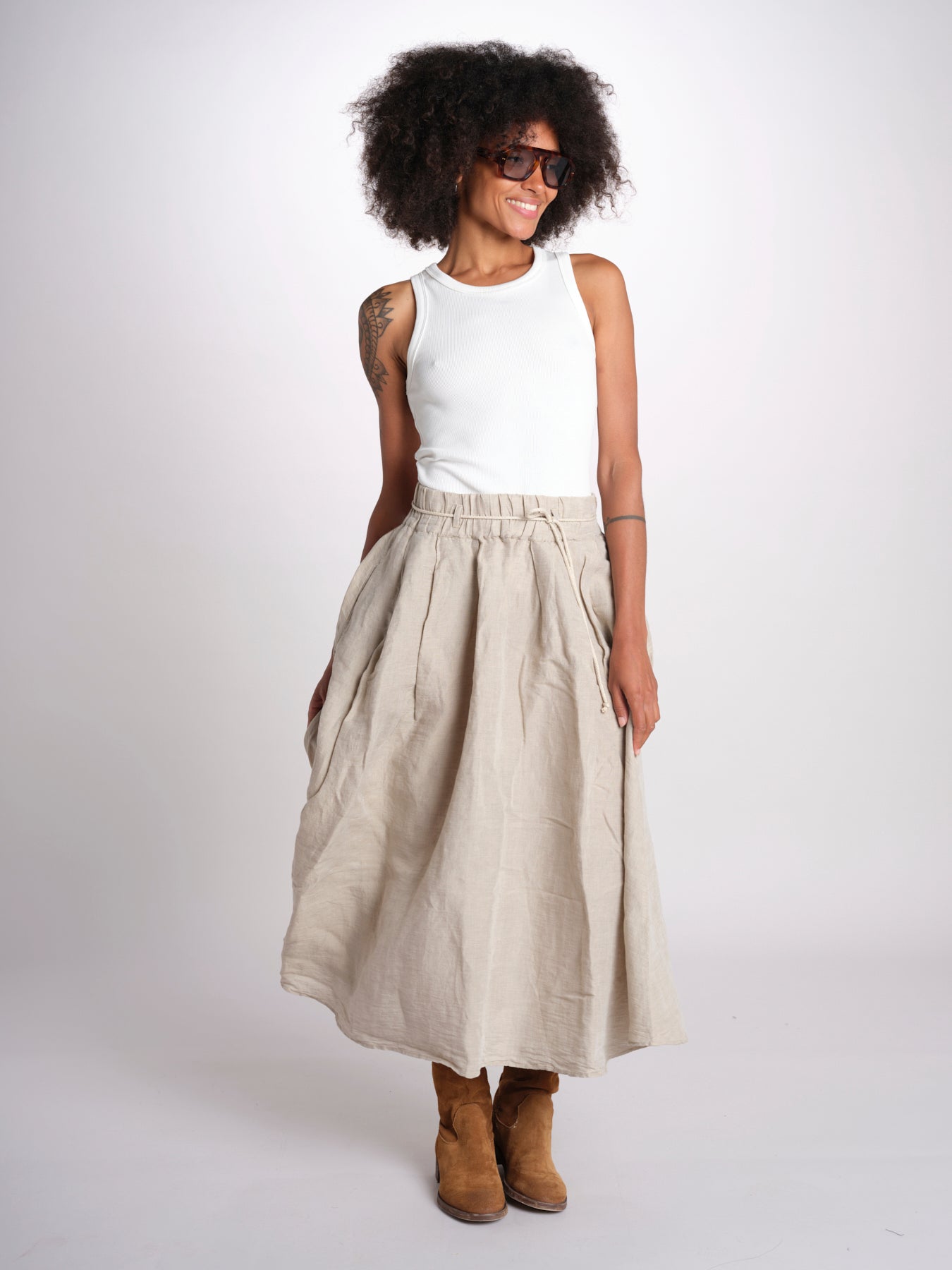 MARTINA gonna in lino con coulisse MARTINA SOFTLINEN NATURAL true avenue 