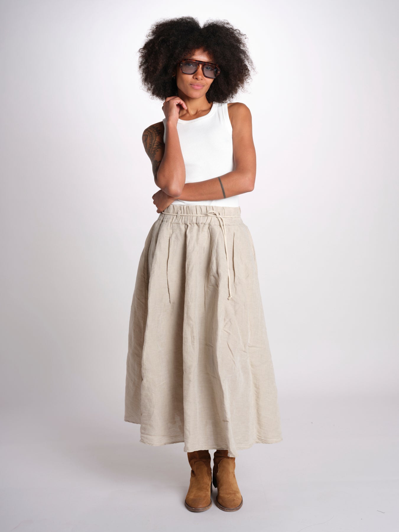 MARTINA gonna in lino con coulisse MARTINA SOFTLINEN NATURAL true avenue 