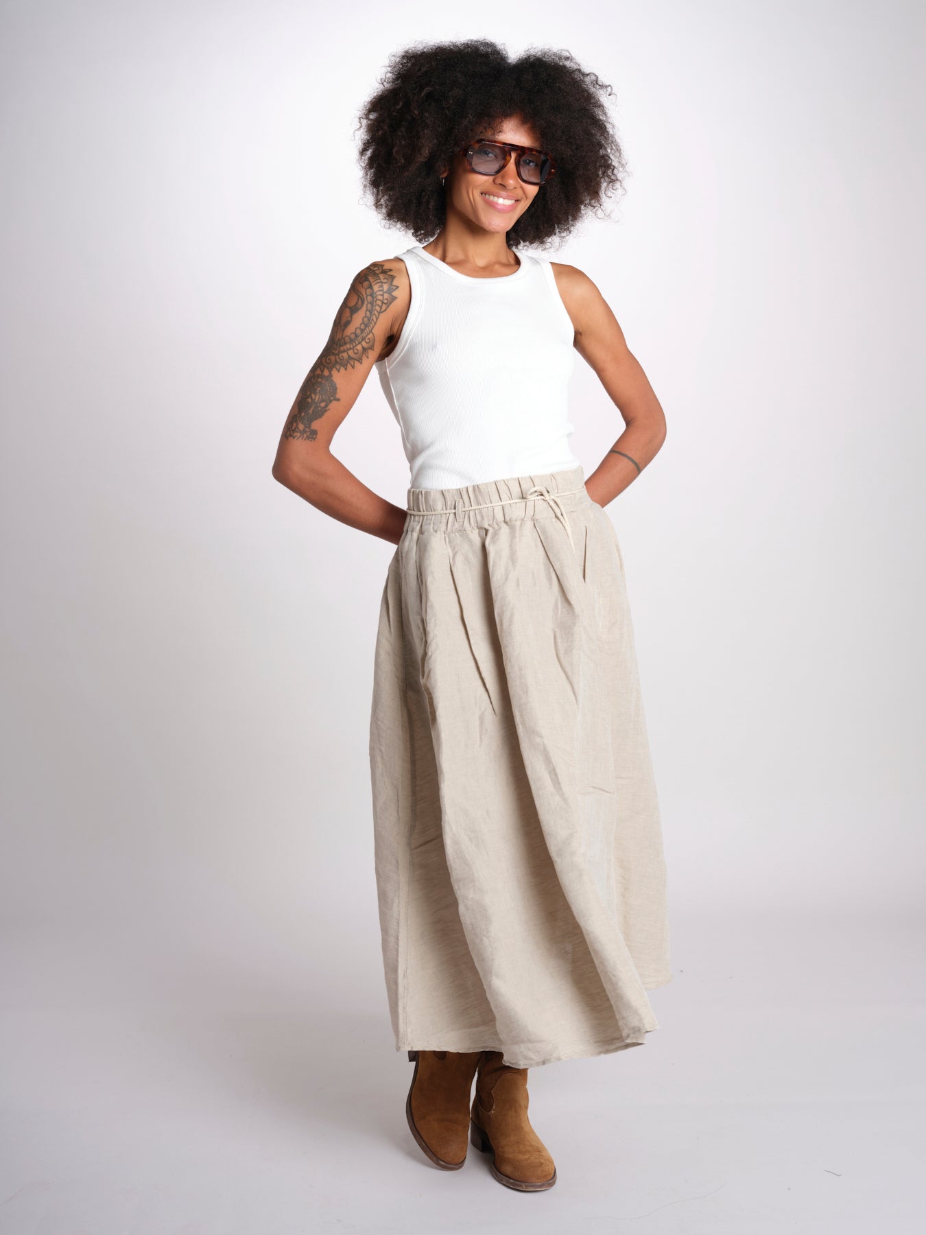 MARTINA gonna in lino con coulisse MARTINA SOFTLINEN NATURAL true avenue 