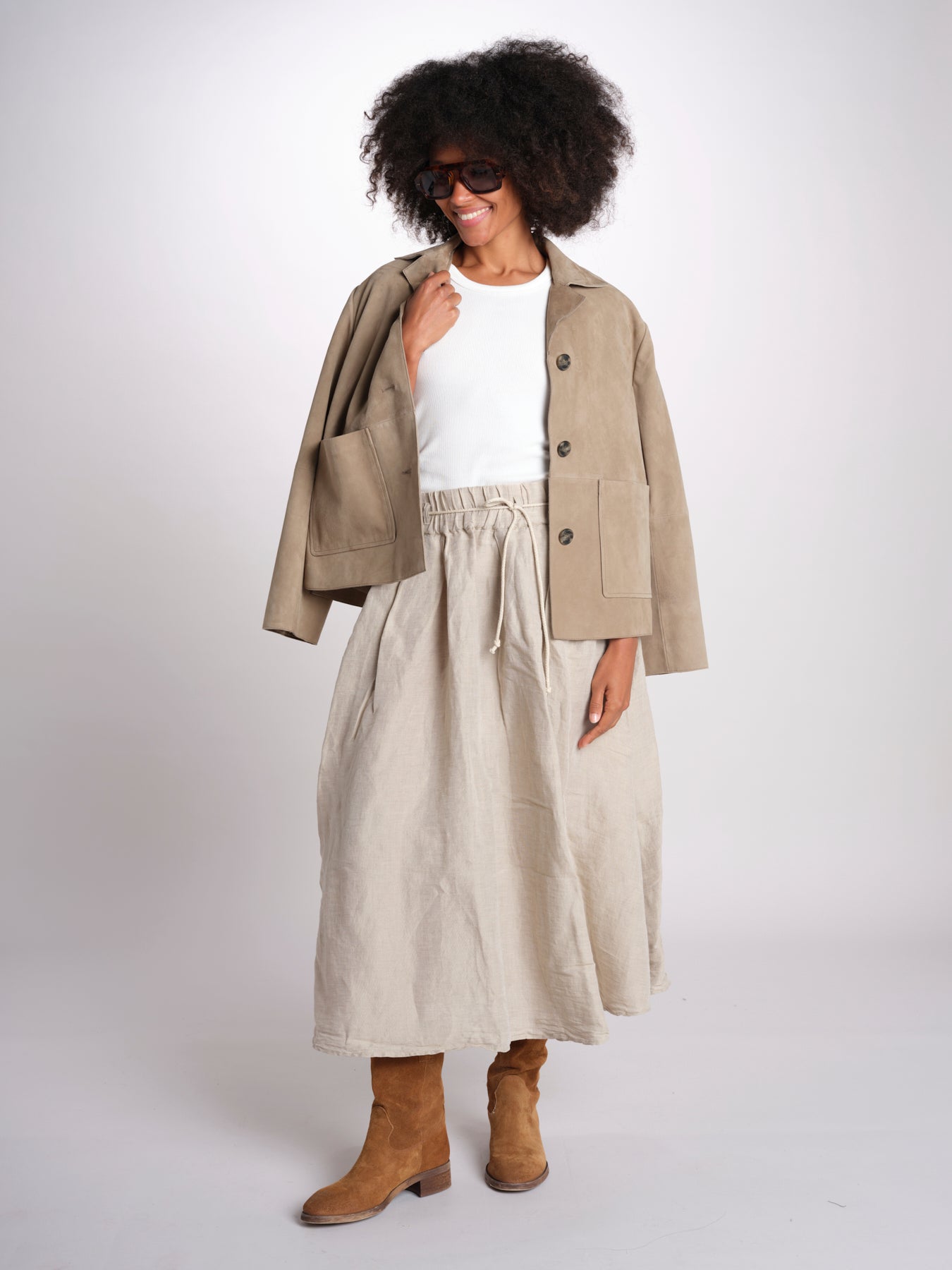 MARTINA gonna in lino con coulisse MARTINA SOFTLINEN NATURAL true avenue 