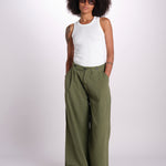 pantalone pinces in cotone NANCY ESSELING GREEN true avenue 