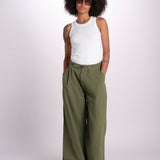 pantalone pinces in cotone NANCY ESSELING GREEN true avenue 