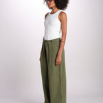 pantalone pinces in cotone NANCY ESSELING GREEN true avenue 