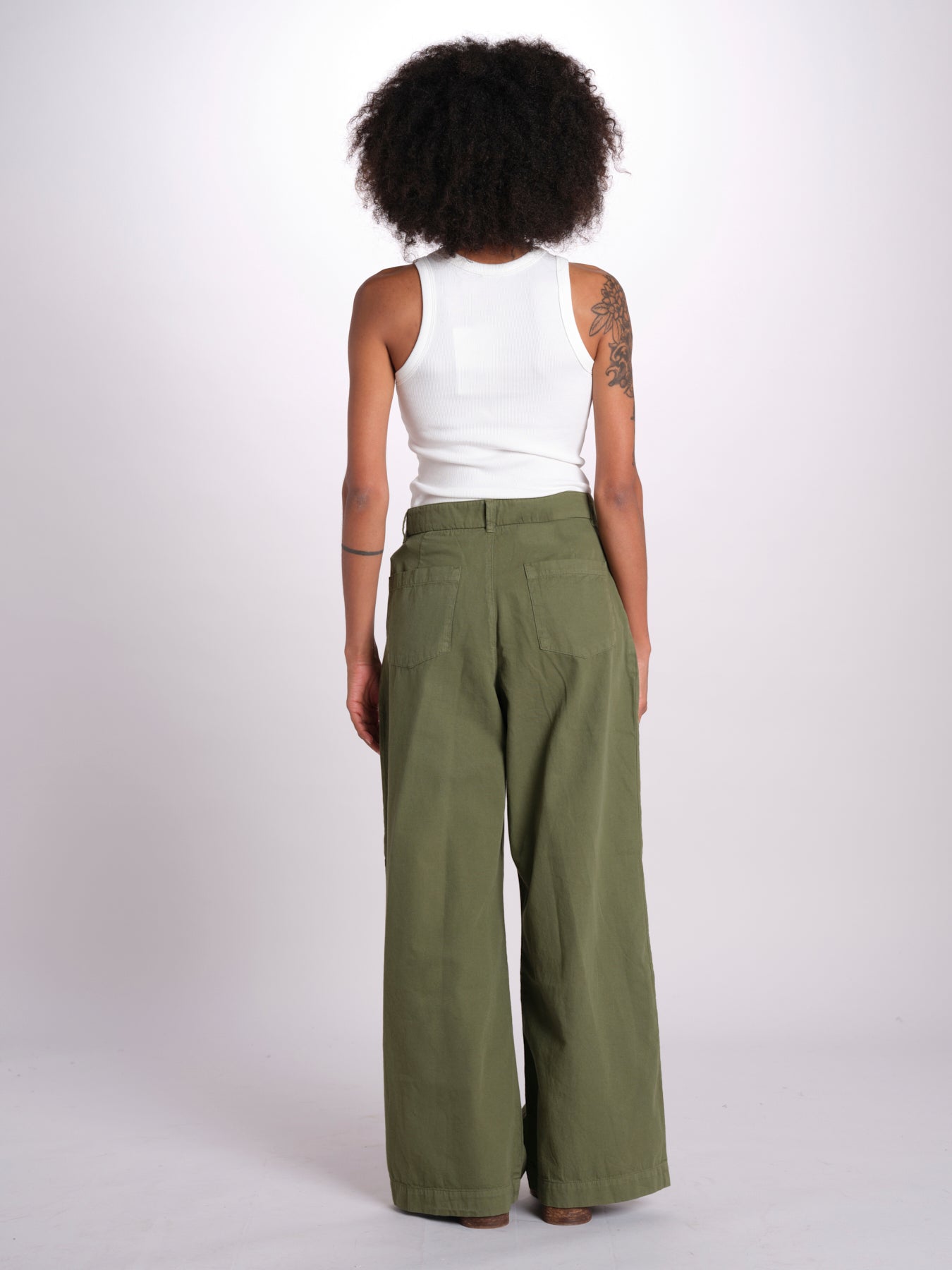 pantalone pinces in cotone NANCY ESSELING GREEN true avenue 