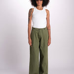 pantalone pinces in cotone NANCY ESSELING GREEN true avenue 