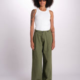 pantalone pinces in cotone NANCY ESSELING GREEN true avenue 