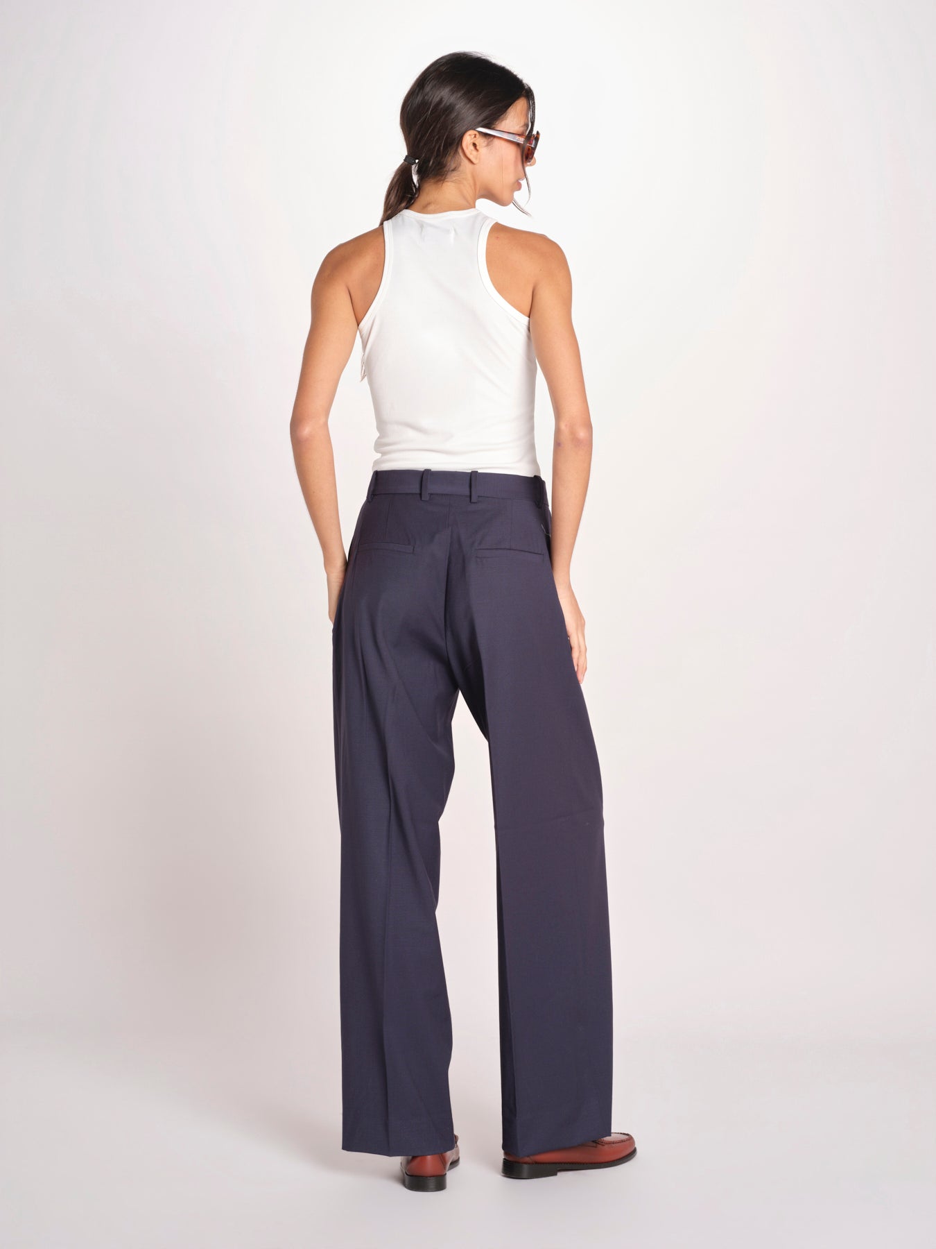 patalone con pinces NOEMI COOL WOOL NAVY BLUE true avenue 