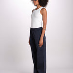 pantaloner dritto con eleastico in vita PENSIL BLU true avenue 