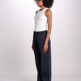 pantaloner dritto con eleastico in vita PENSIL BLU true avenue 
