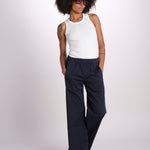 pantaloner dritto con eleastico in vita PENSIL BLU true avenue 