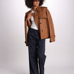 pantaloner dritto con eleastico in vita PENSIL BLU true avenue 