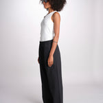 pantalone diritto con elastico in vita PENSIL BLACK BL true avenue 