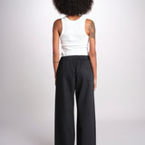pantalone diritto con elastico in vita PENSIL BLACK BL true avenue 