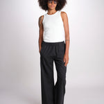 pantalone diritto con elastico in vita PENSIL BLACK BL true avenue 