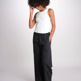pantalone diritto con elastico in vita PENSIL BLACK BL true avenue 