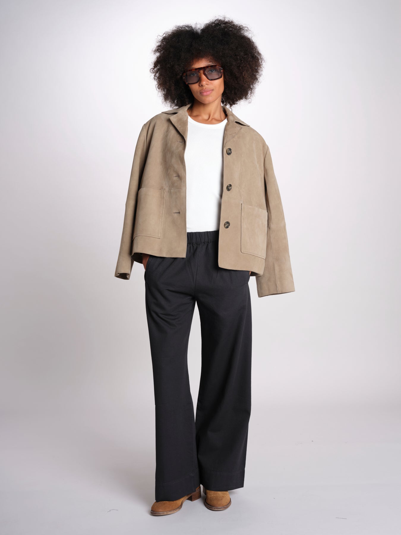 pantalone diritto con elastico in vita PENSIL BLACK BL true avenue 