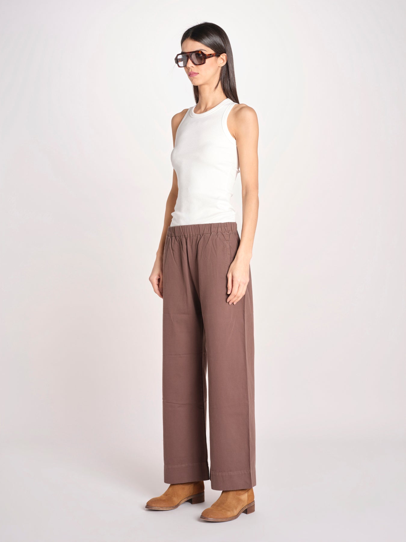 pantalone diritto con elastico in vita PENSIL ESSELING BROWN true avenue 