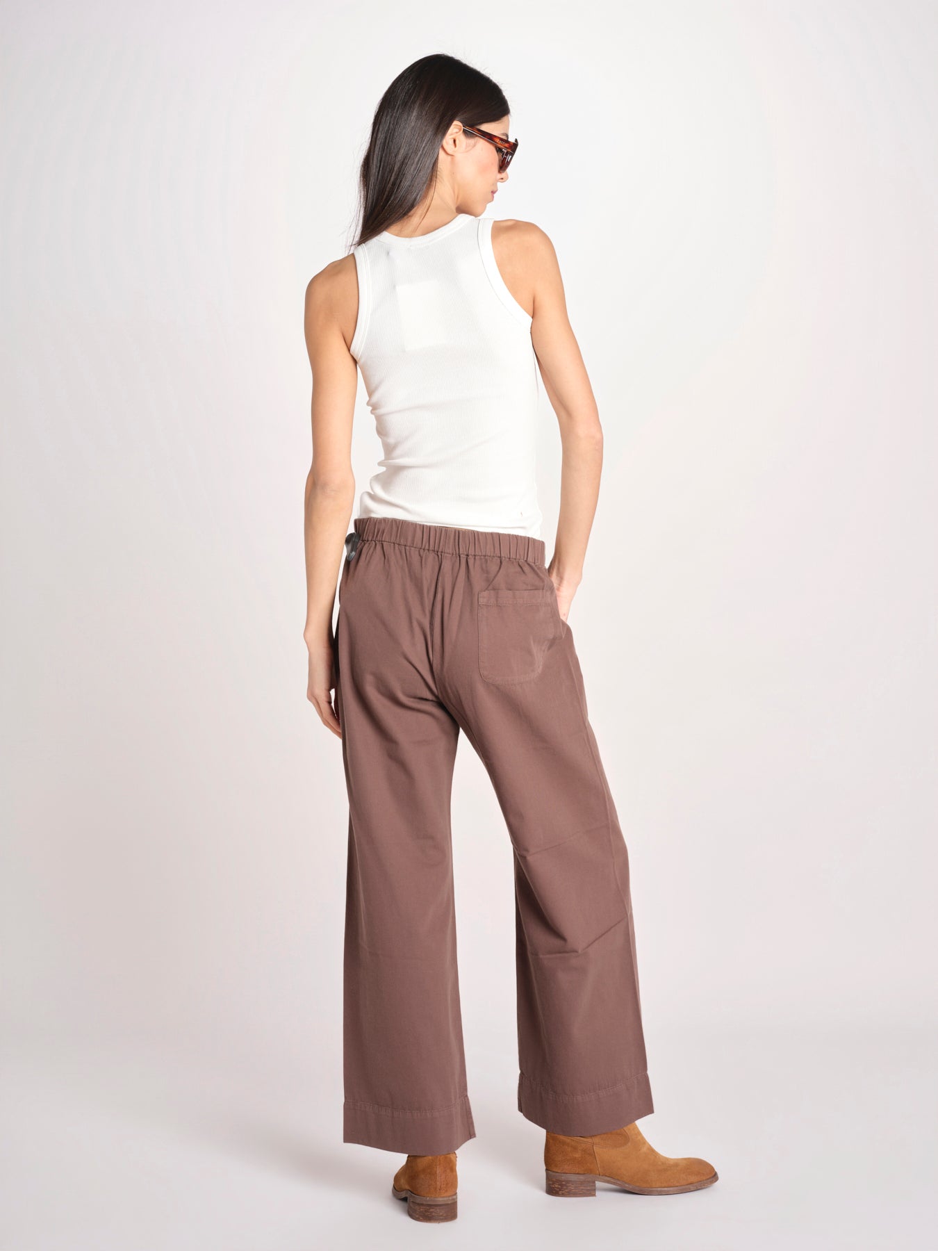 pantalone diritto con elastico in vita PENSIL ESSELING BROWN true avenue 