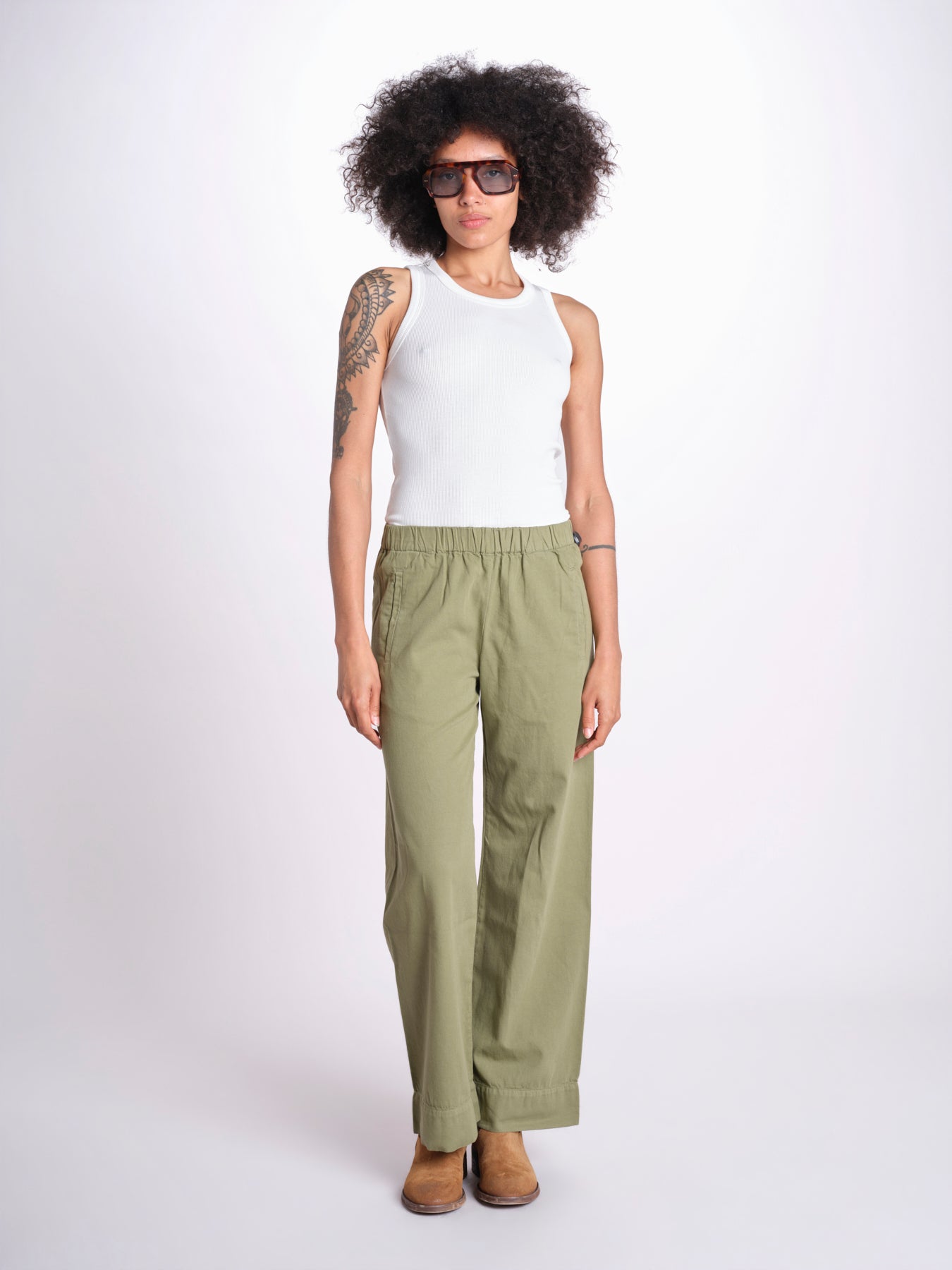 pantalone diritto con elastico in vita PENSIL ESSELING GREEN true avenue 