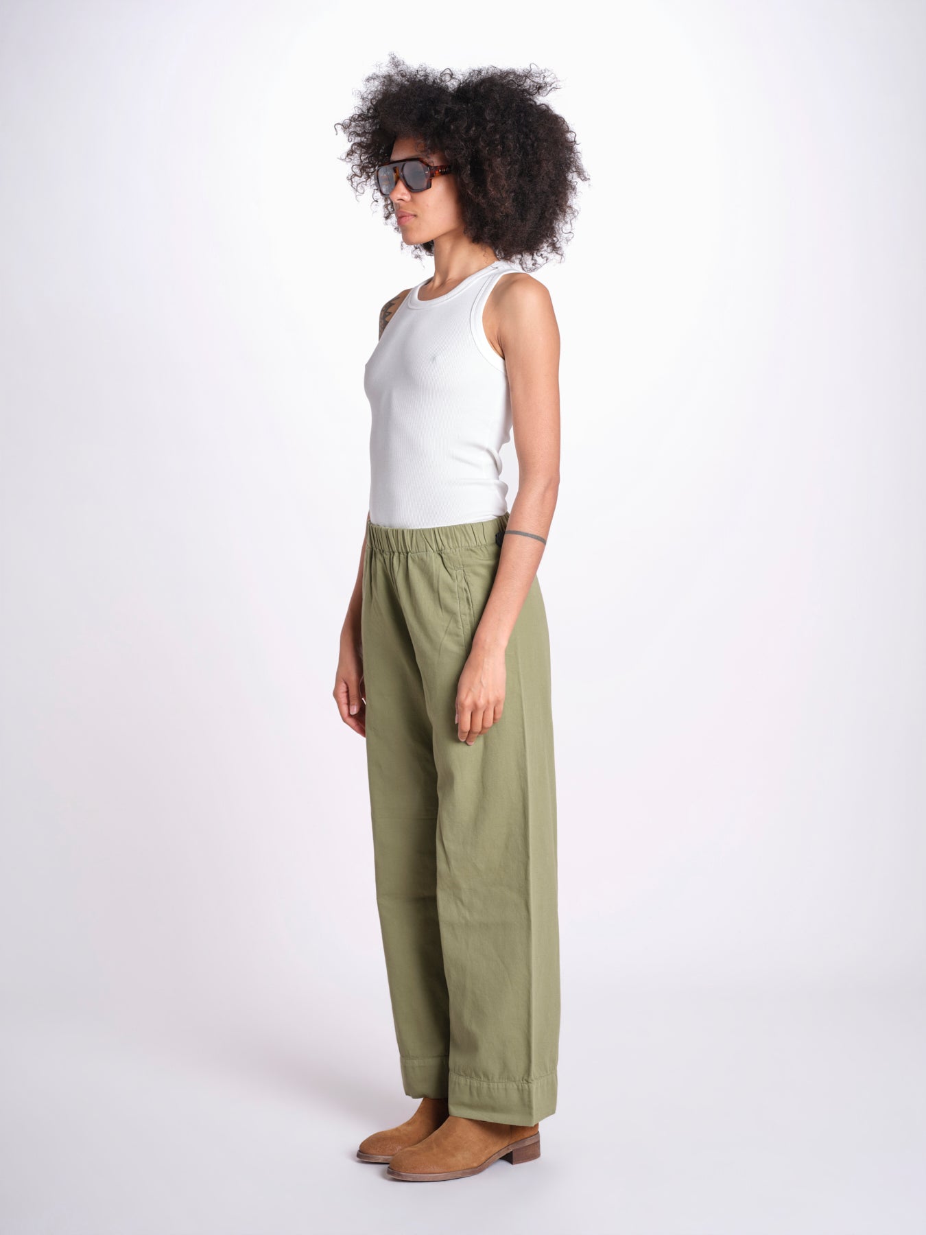 pantalone diritto con elastico in vita PENSIL ESSELING GREEN true avenue 