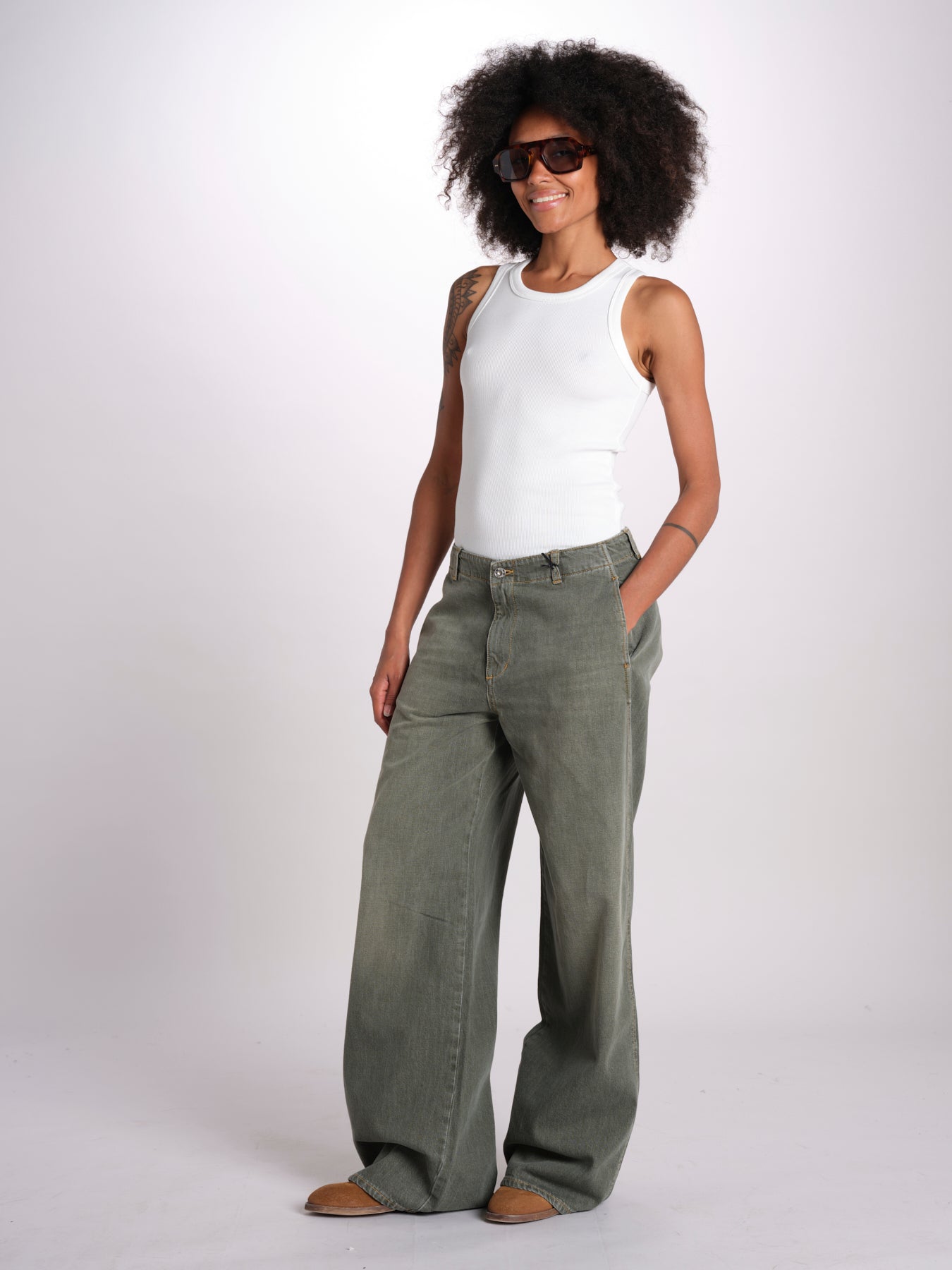 pantalone 5 tasche PIA DENIMCOLOR GREEN true avenue 