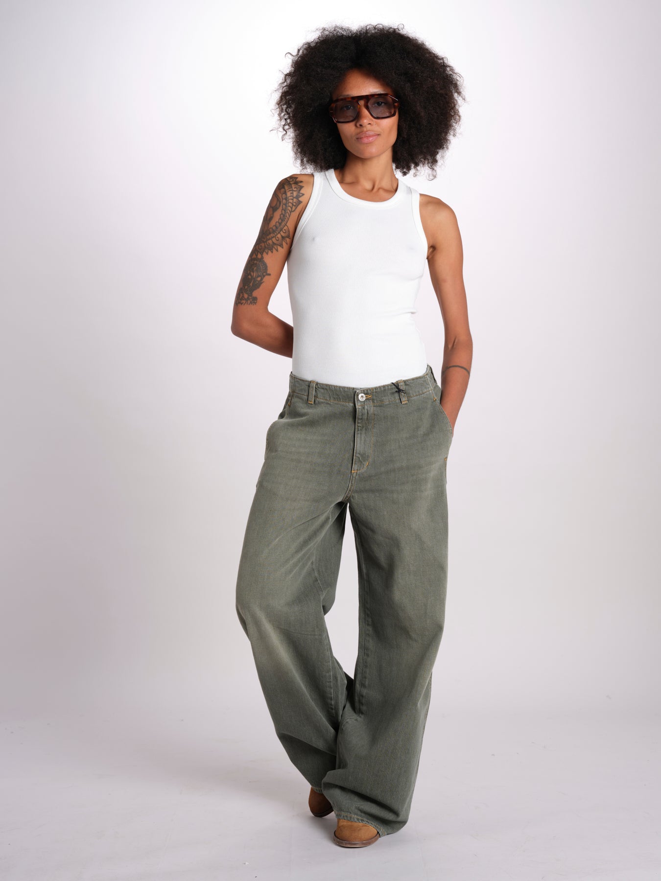 pantalone 5 tasche PIA DENIMCOLOR GREEN true avenue 