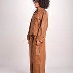 giubbotto in lino cerato TATI WAXTOUCH BROWN true avenue 