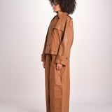 giubbotto in lino cerato TATI WAXTOUCH BROWN true avenue 