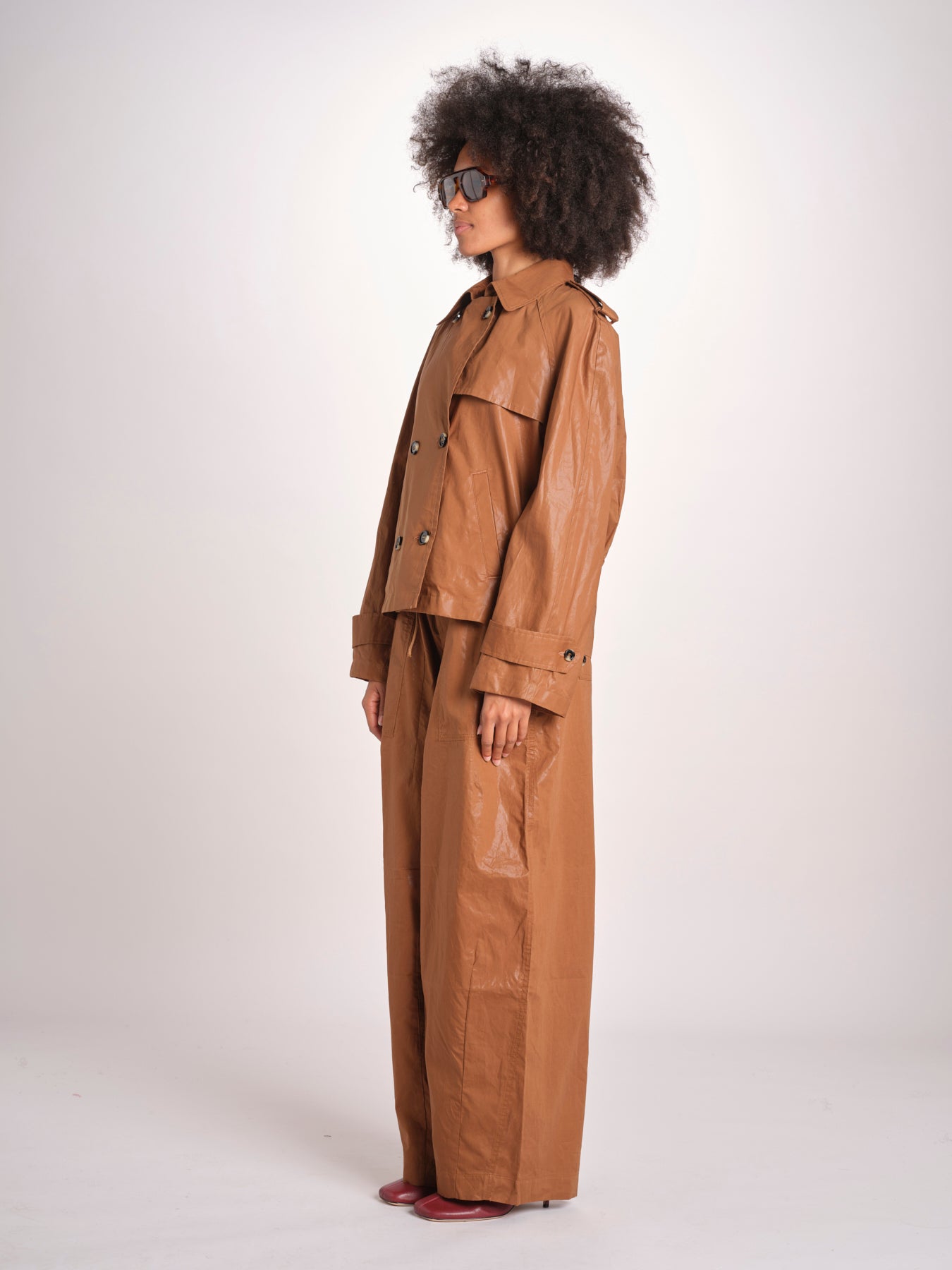 giubbotto in lino cerato TATI WAXTOUCH BROWN true avenue 