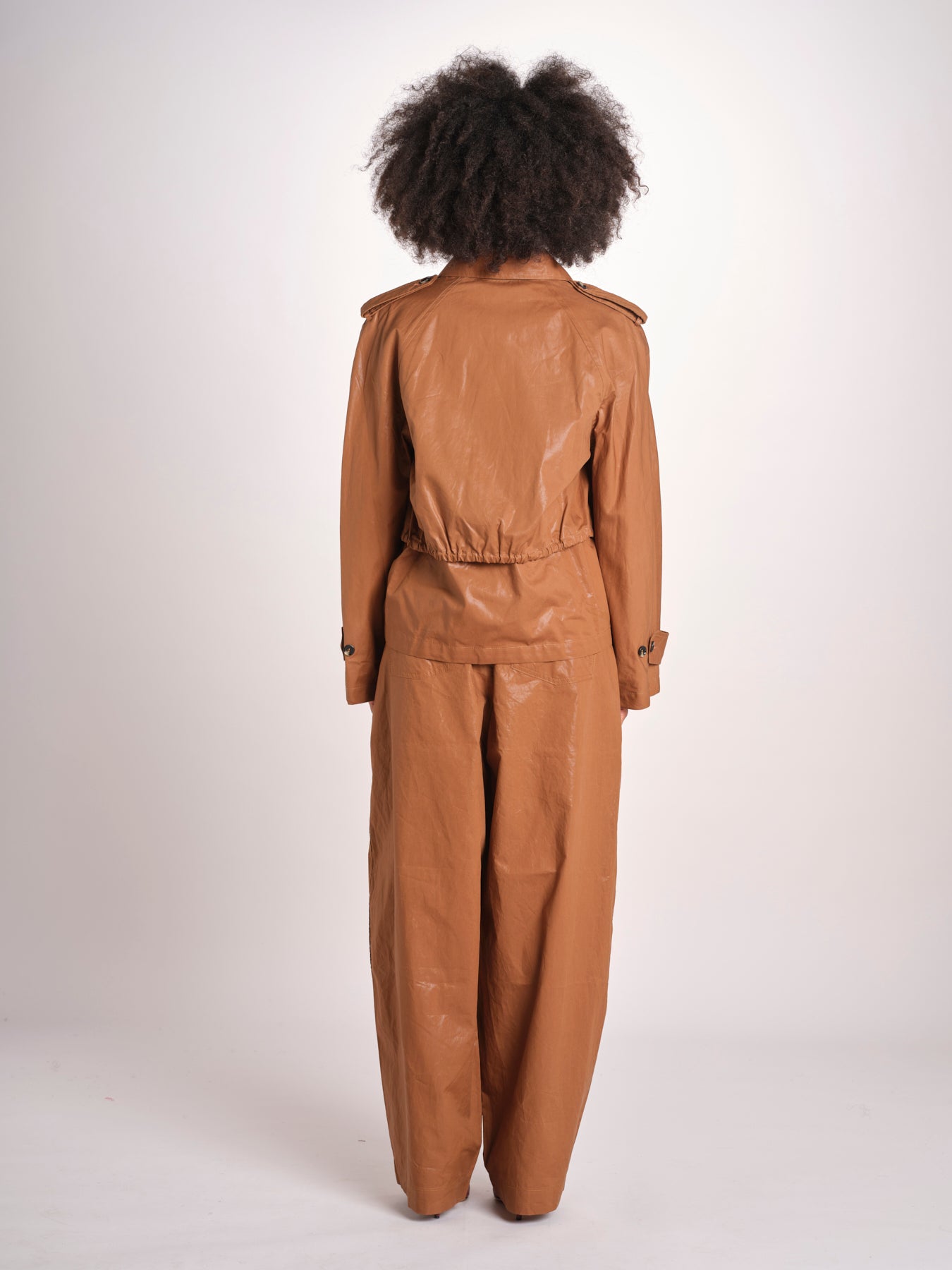 giubbotto in lino cerato TATI WAXTOUCH BROWN true avenue 