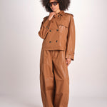 giubbotto in lino cerato TATI WAXTOUCH BROWN true avenue 