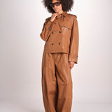giubbotto in lino cerato TATI WAXTOUCH BROWN true avenue 