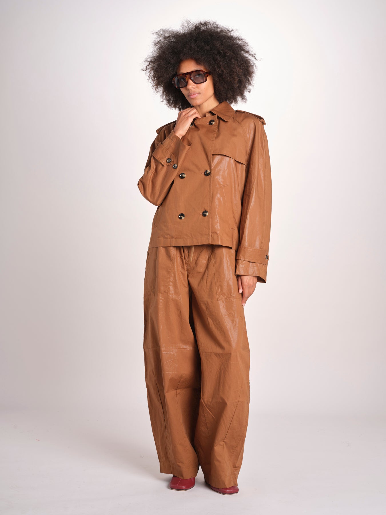 giubbotto in lino cerato TATI WAXTOUCH BROWN true avenue 