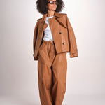 giubbotto in lino cerato TATI WAXTOUCH BROWN true avenue 