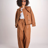 giubbotto in lino cerato TATI WAXTOUCH BROWN true avenue 