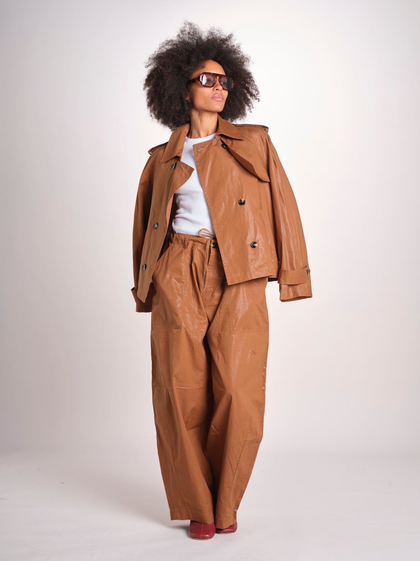 giubbotto in lino cerato TATI WAXTOUCH BROWN true avenue 