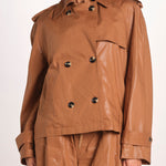 giubbotto in lino cerato TATI WAXTOUCH BROWN true avenue 