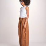 pantalone in lino cerato TELLA WAXTOUCH BROWN true avenue 
