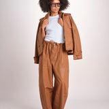 pantalone in lino cerato TELLA WAXTOUCH BROWN true avenue 