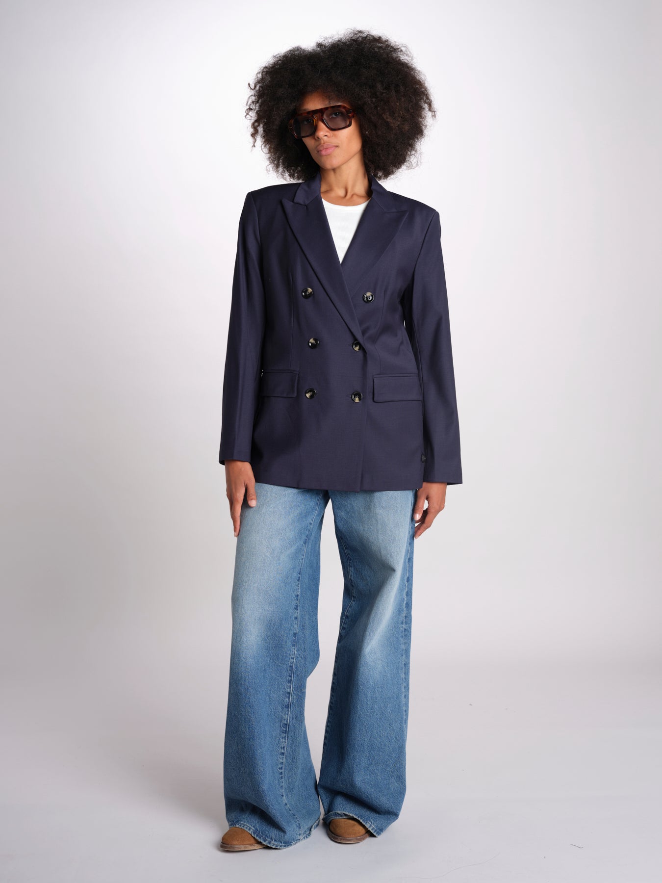 ZINIA blazer doppiopetto in fresco di lana ZINIA COOL WOOL BLU true avenue 