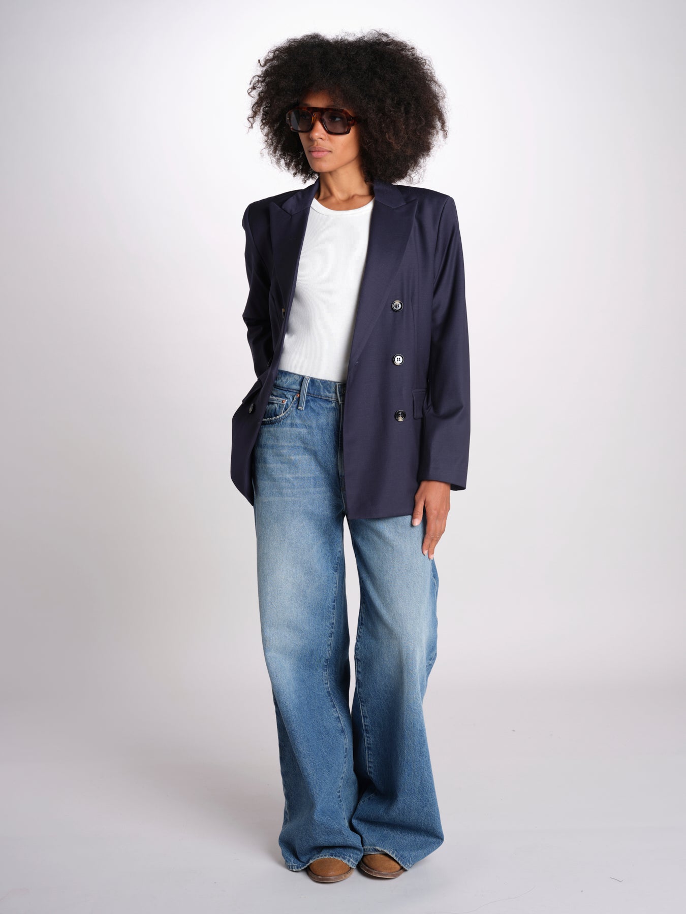 ZINIA blazer doppiopetto in fresco di lana ZINIA COOL WOOL BLU true avenue 