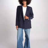 ZINIA blazer doppiopetto in fresco di lana ZINIA COOL WOOL BLU true avenue 