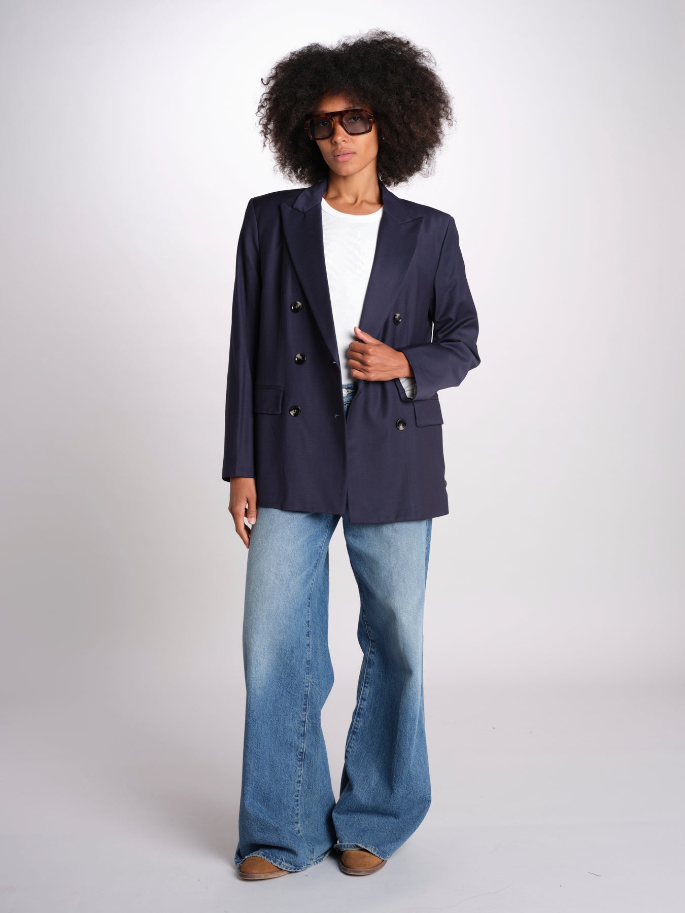 ZINIA blazer doppiopetto in fresco di lana ZINIA COOL WOOL BLU true avenue 